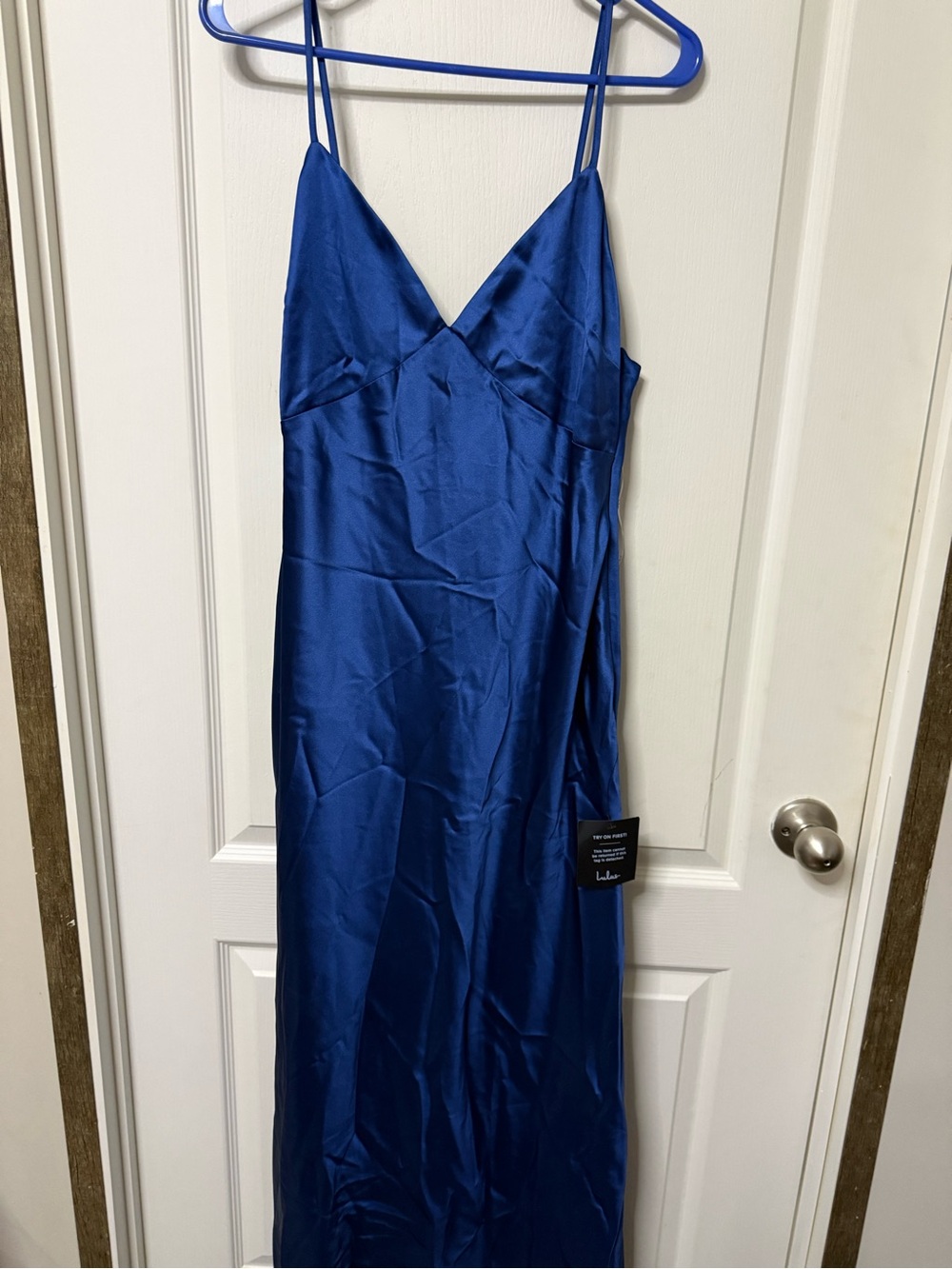 Lulu's Deep Blue Satin Dress